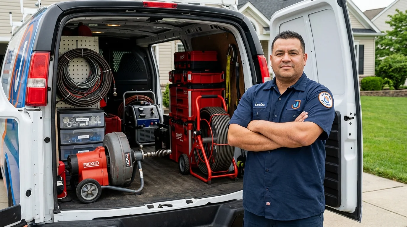 Professional drain cleaning equipment and Johns Plumbing LLC plumber in Benton City