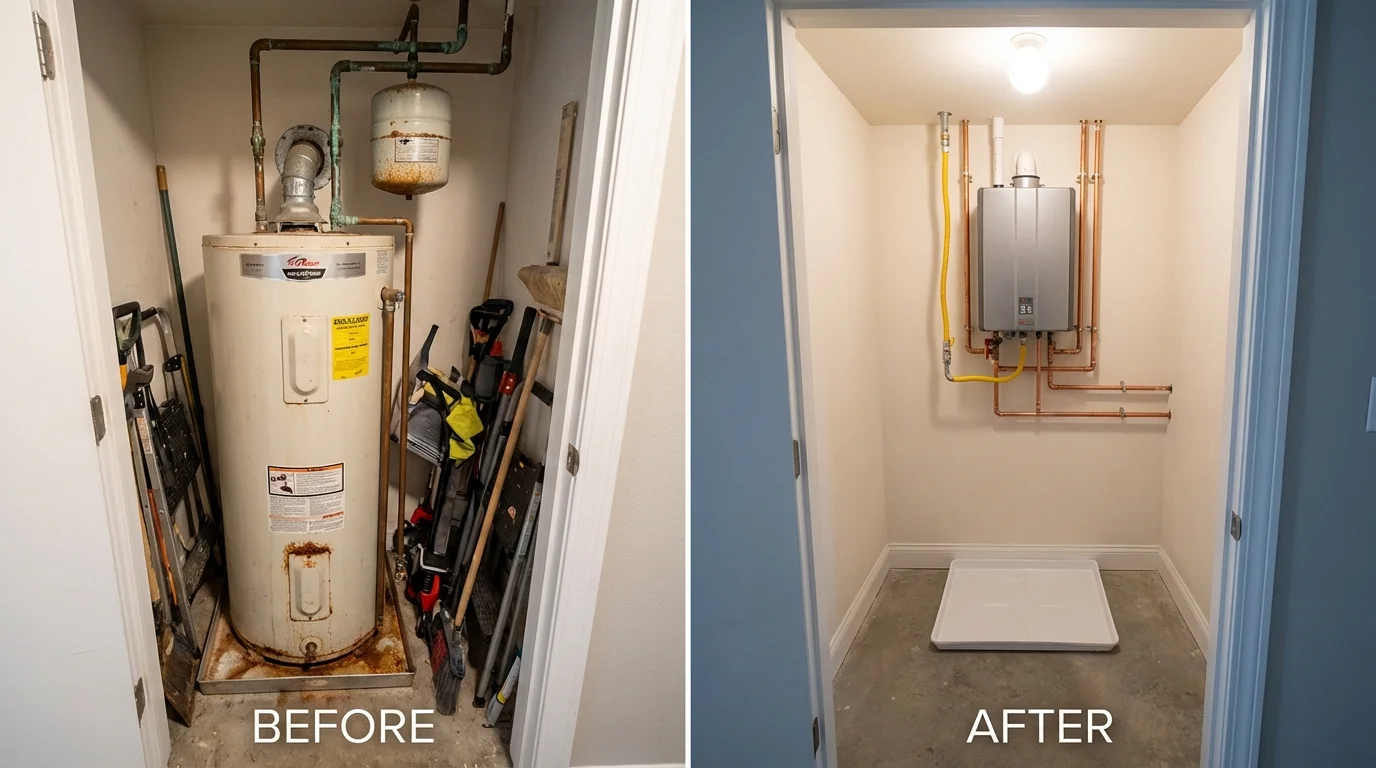 Tank water heater versus wall-mounted tankless unit comparison for Benton City, WA homeowners
